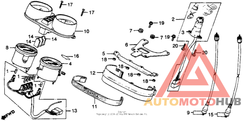 Speedometer + tachometer + key set