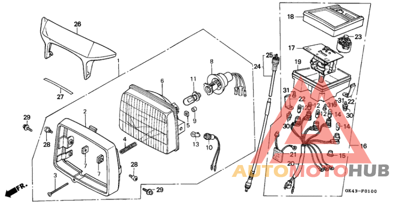 Headlight/speedometer