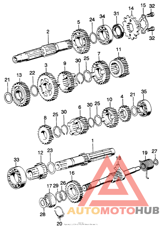 Transmission + kick starter spindle