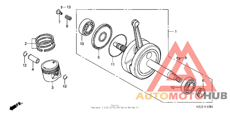Crankshaft + piston (crf100f)