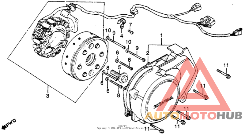 Cm450e/cleft crankcase cover + alternator