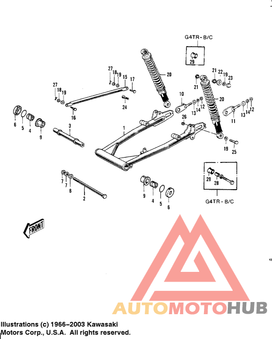 Swing arm/shock absorbers