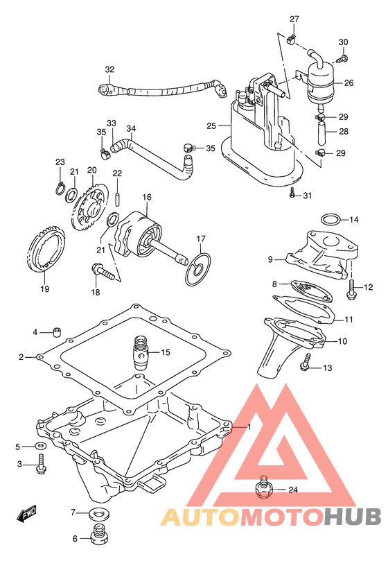 Oil pan - oil pump - fuel pump