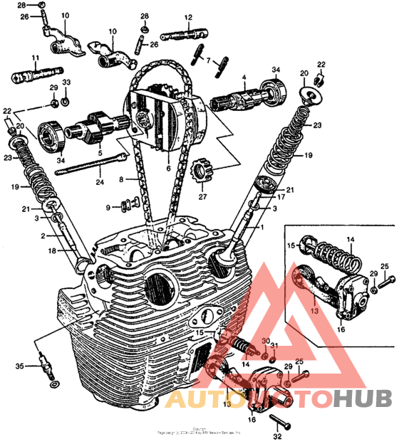 Camshaft + valve + cam chain