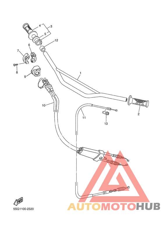 Steering handle. cable