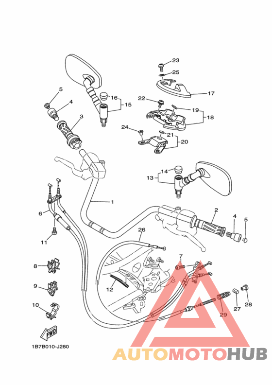 Рулевой рычаг и кабель
