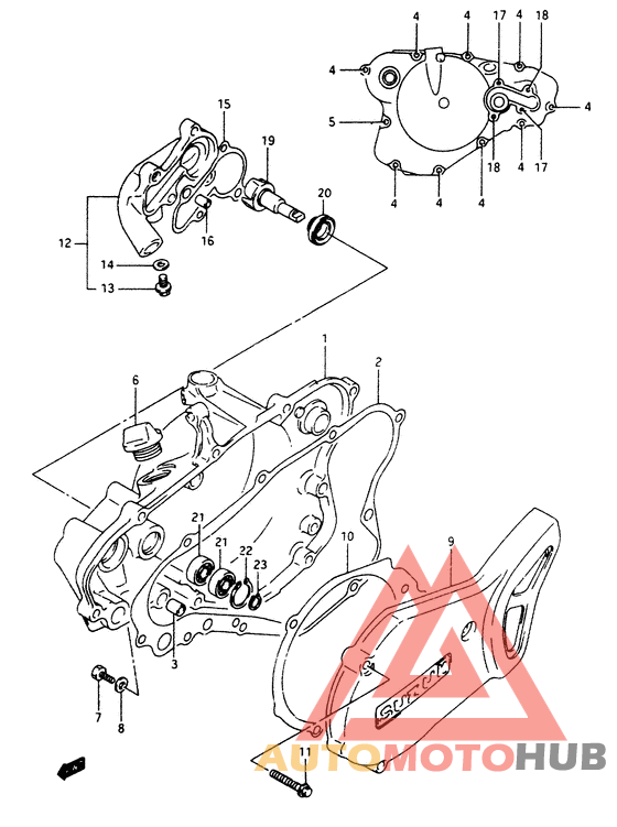 Crankcase cover-water pump