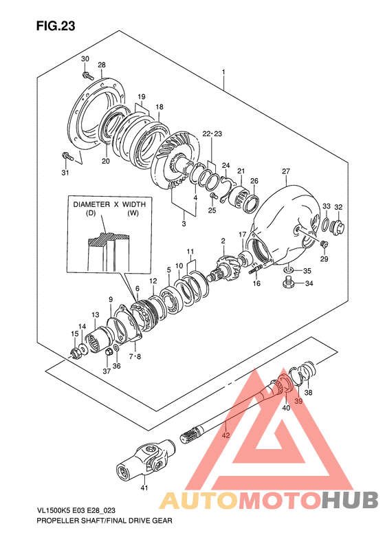 Propeller shaft/final drive gear