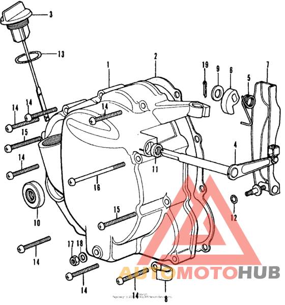 Right crankcase cover + clutch lever