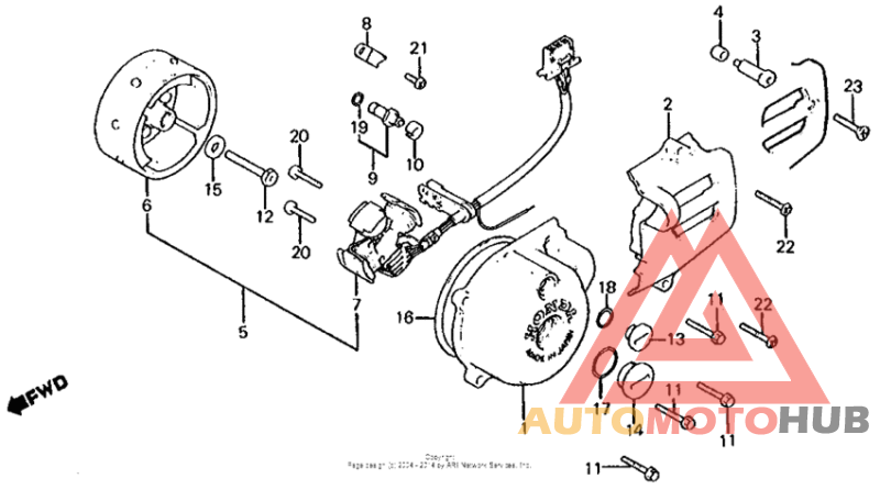 Left crankcase cover + alternator