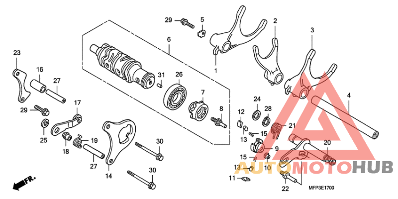 Gearshift drum/gearshift fork