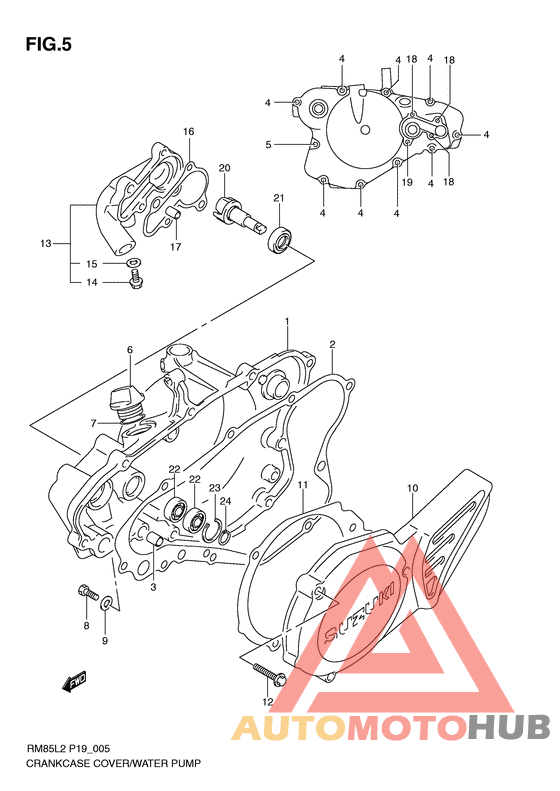 Crankcase cover- water pump
