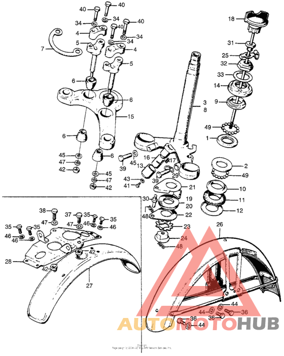 Cb/cl175steering stem + front fender