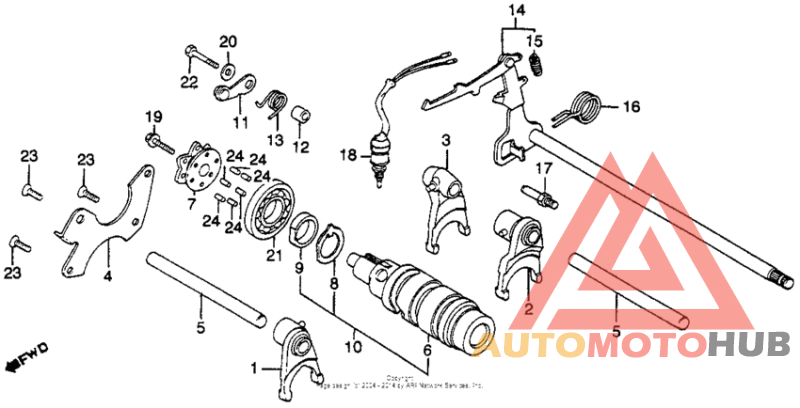 Cm450e/cgearshift drum + gearshift arm