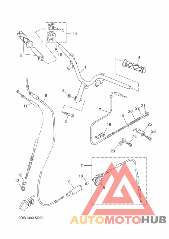 Рулевой рычаг и кабель