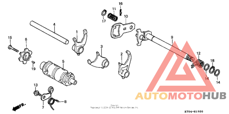 Gearshift drum + gearshift fork