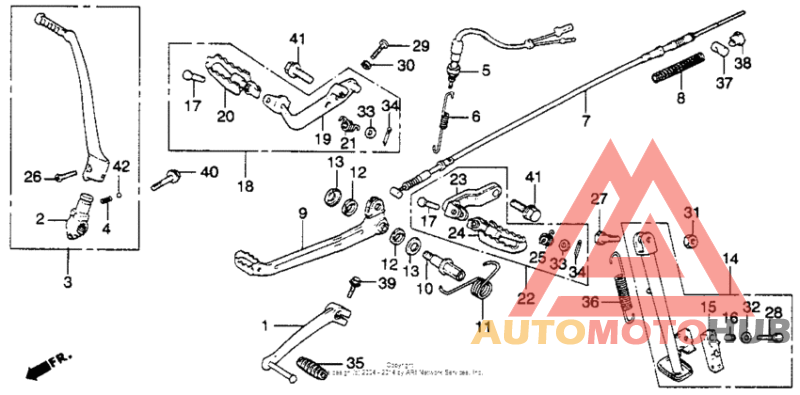 Footpegs + gearshift brake pedals + stands 78-81