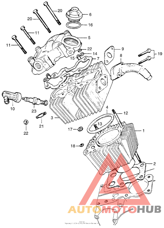 Cylinder + cylinder head + spark plug