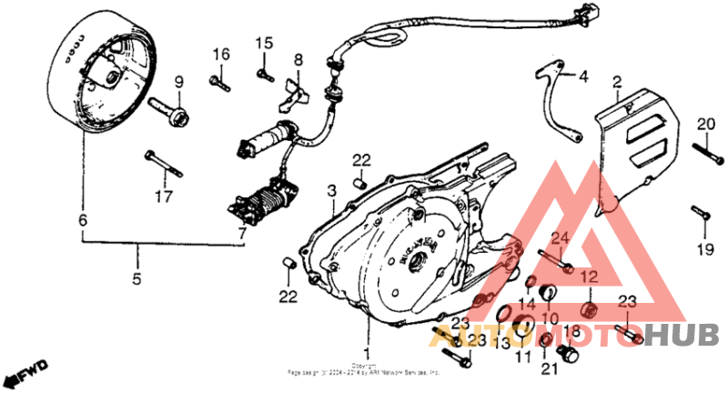 Left crankcase cover + alternator