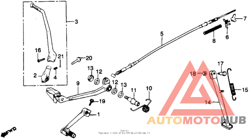 Pedal + kick starter arm