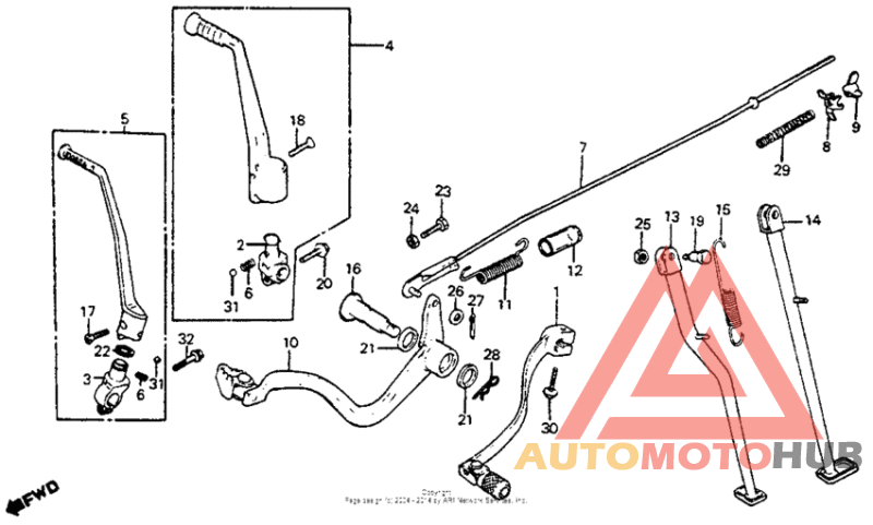Pedal + kick starter arm