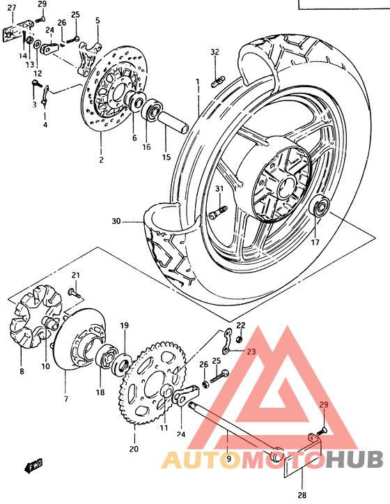Rear wheel complete assy