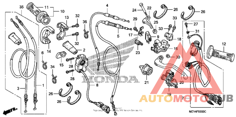 Handle lever + switch + cable