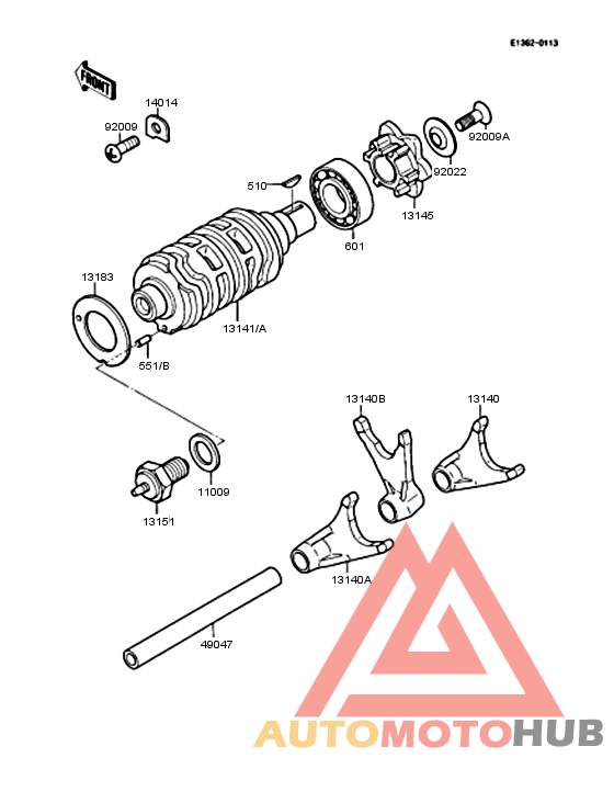 Gear change drum & forks