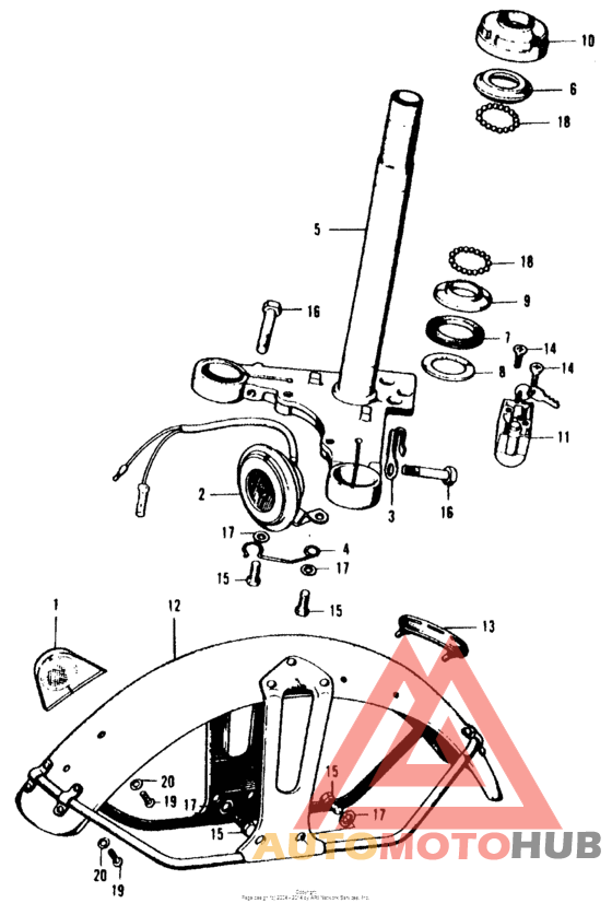 Steering stem + front fender + horn