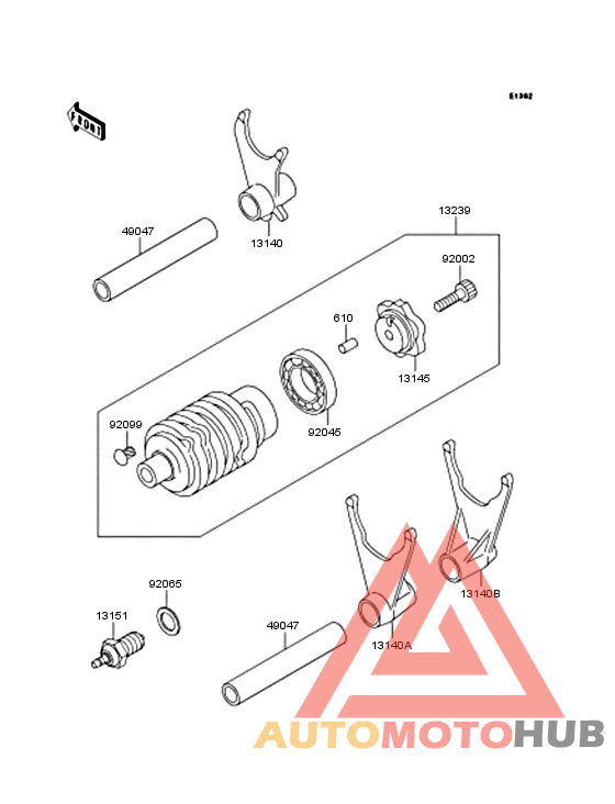 Gear change drum & forks