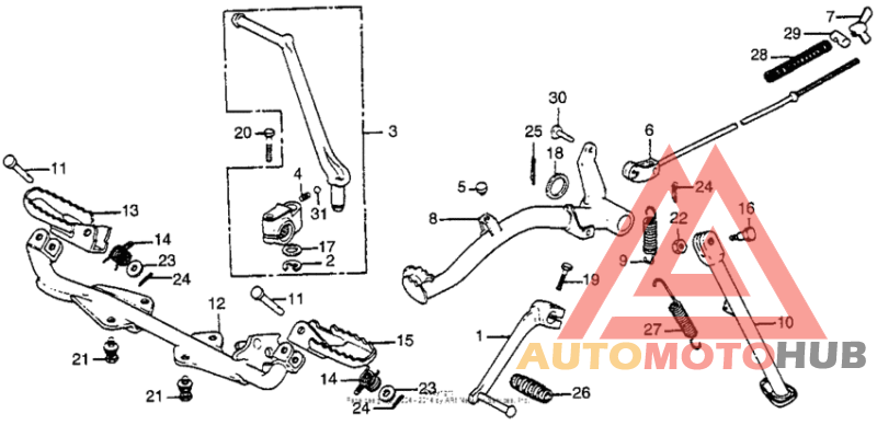Gearshift pedal + side stand + footpegs