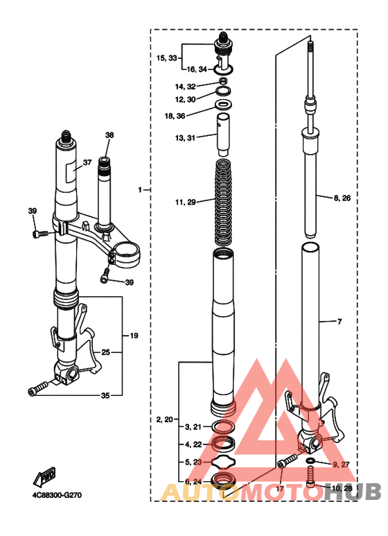 Front fork assy(ur silv