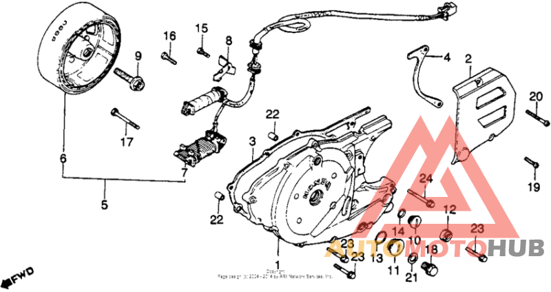 Left crankcase cover + alternator