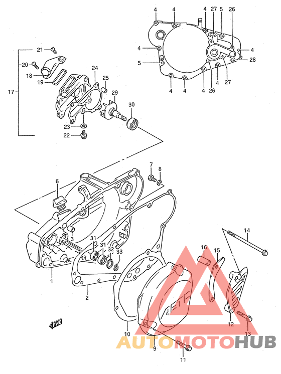 Crankcase cover- water pump
