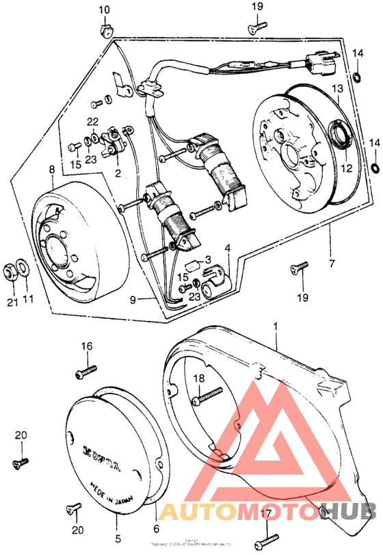 Left crankcase cover + alternator