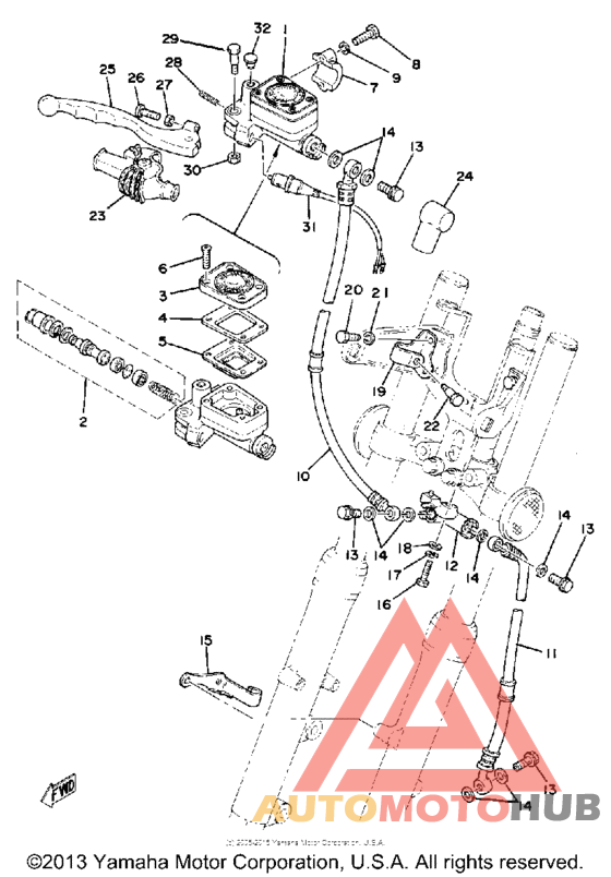 Front master cylinder-brake hose