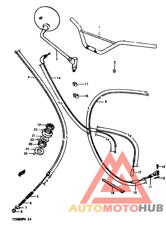 Handlebar - control cable