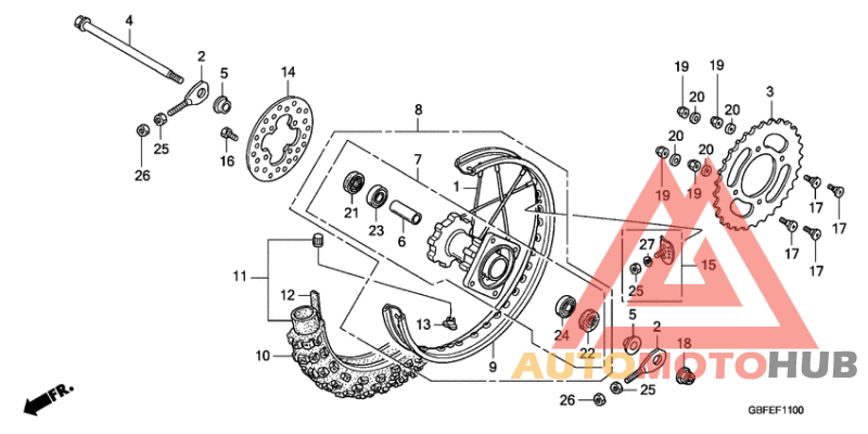 Rear wheel complete assy