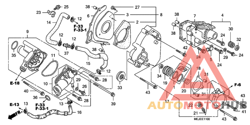 Left rear cover/water pum p