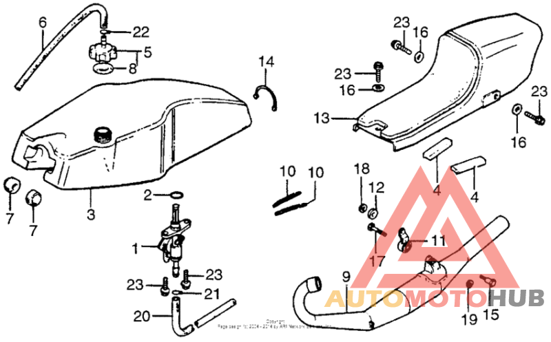 Fuel tank + seat + muffler