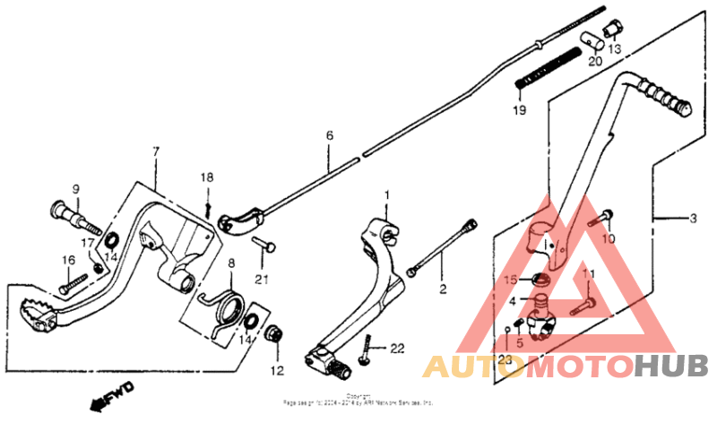 Shift pedal + kick starter arm + brake pedal 81