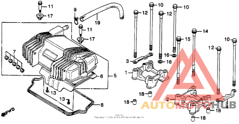 Cylinder head cover + camshaft holder