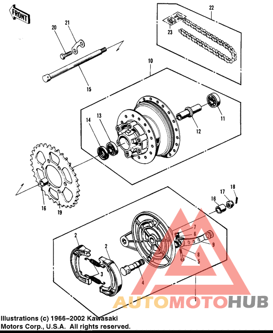 Rear hub/brake/chain