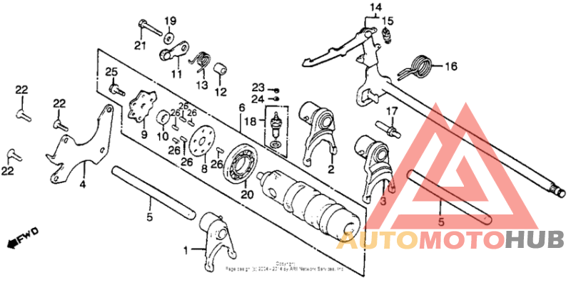 Gearshift drum + gearshift arm