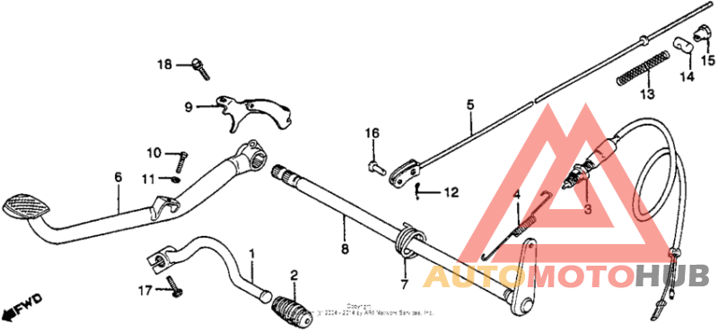 Brake pedal + shift pedal