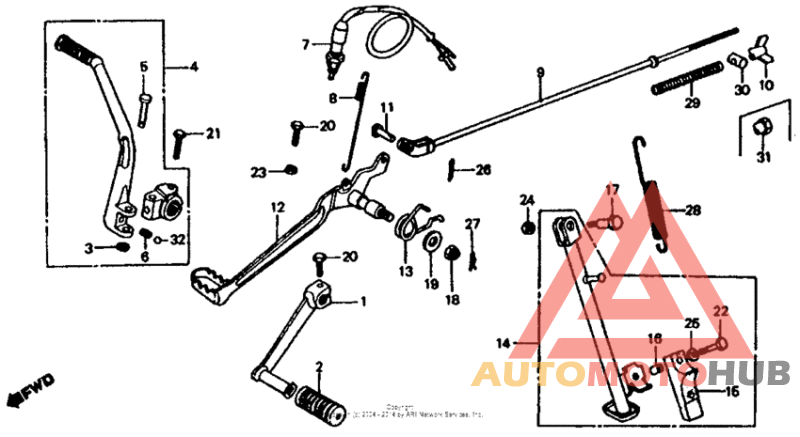 Gearshift pedal + kick starter arm