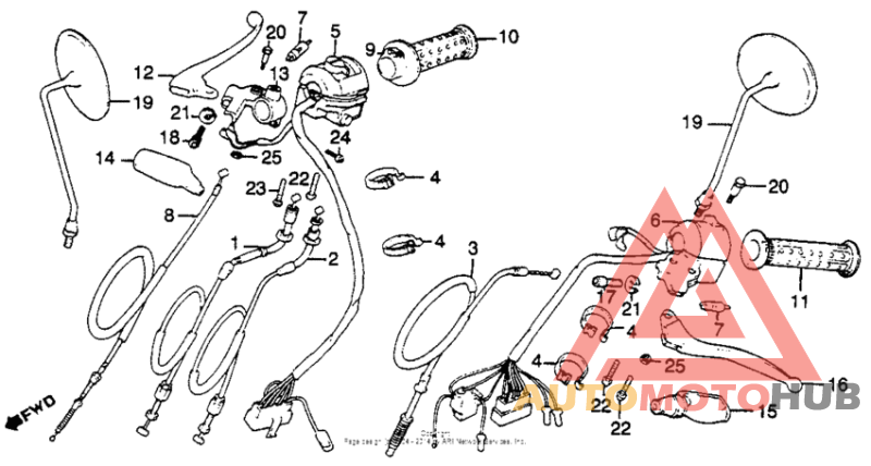 Cm450e control levers + switches + cables