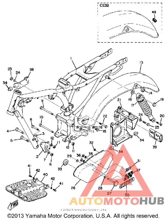 Frame, rear cushiion & rear fender