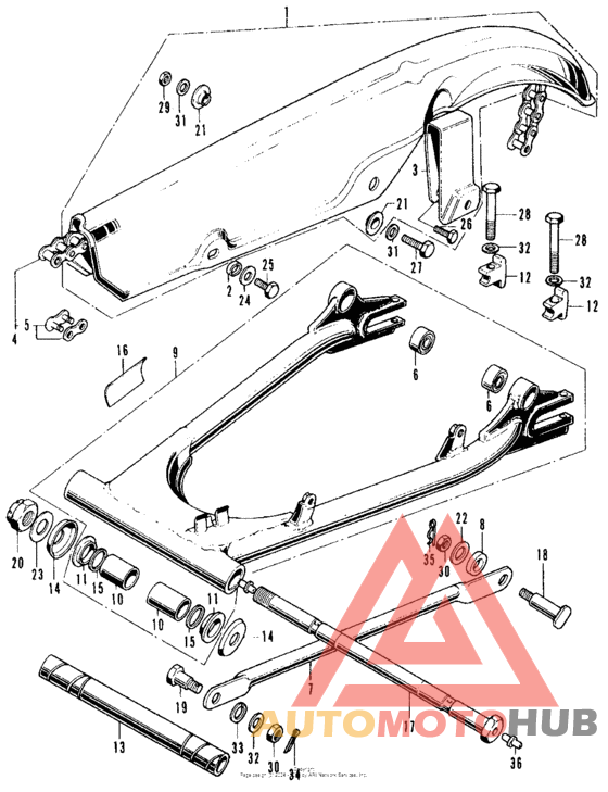 Chain case + swingarm