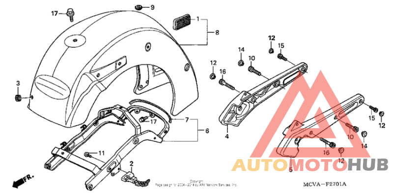 Rear fender + grab rail (2)
